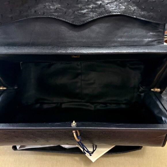 VTG Auth TITTI DELL ACQUA By MAXIMA Genuine Ostrich Saddle Messenger Bag - Picture 8 of 8